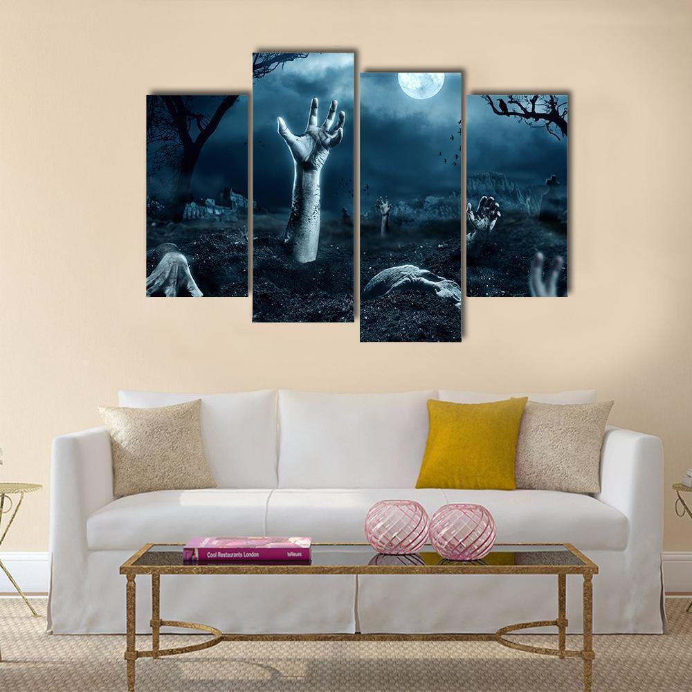 Zombie Hand Out Of His Grave Canvas Wall Art-4 Pop-Gallery Wrap-50" x 32"-Tiaracle