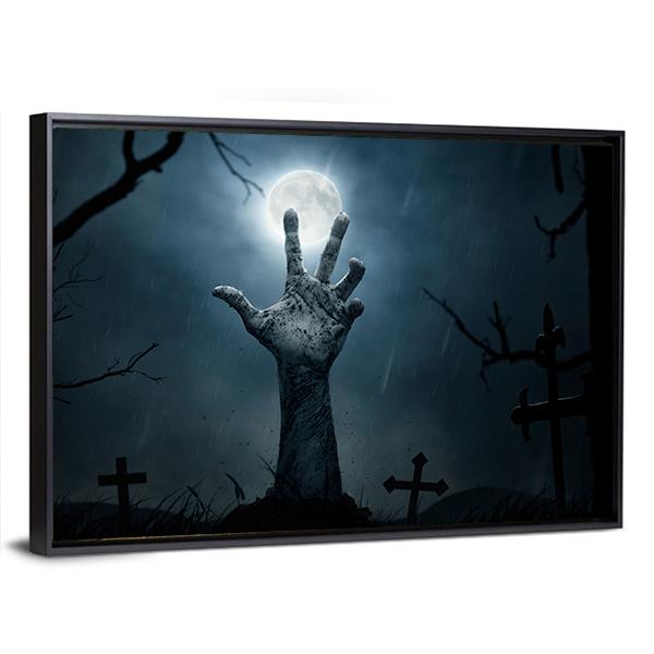 Zombie Hand Rising Canvas Wall Art-3 Horizontal-Gallery Wrap-25" x 16"-Tiaracle