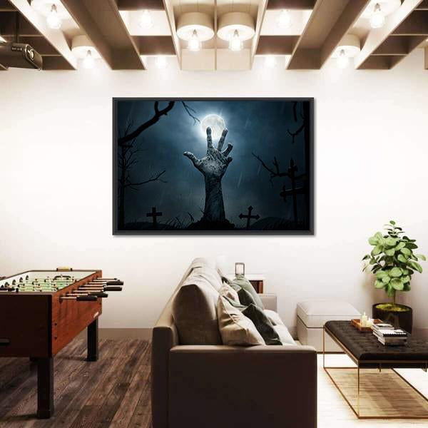 Zombie Hand Rising Canvas Wall Art-3 Horizontal-Gallery Wrap-25" x 16"-Tiaracle