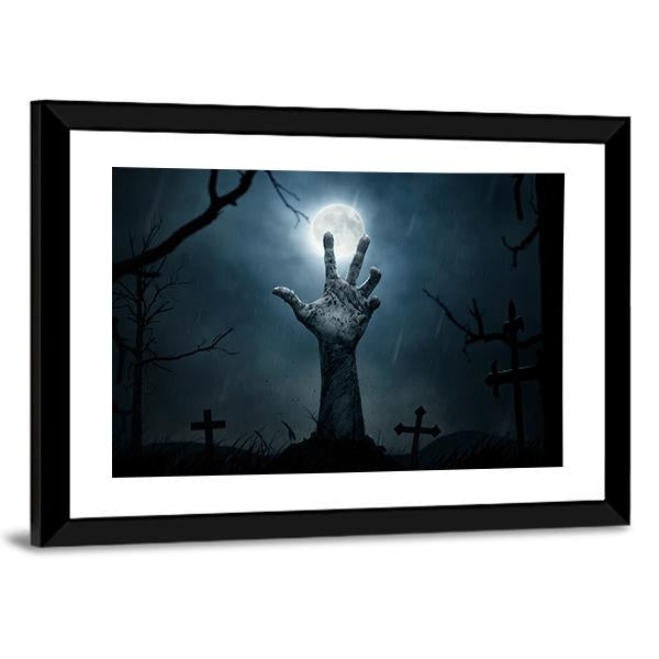 Zombie Hand Rising Canvas Wall Art-3 Horizontal-Gallery Wrap-25" x 16"-Tiaracle