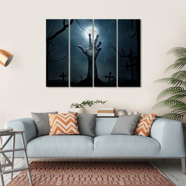 Zombie Hand Rising Canvas Wall Art-4 Horizontal-Gallery Wrap-34" x 24"-Tiaracle