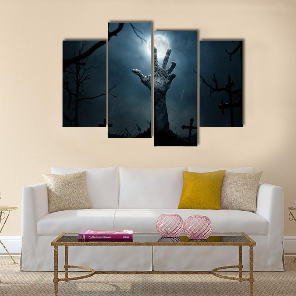 Zombie Hand Rising Canvas Wall Art-4 Pop-Gallery Wrap-50" x 32"-Tiaracle