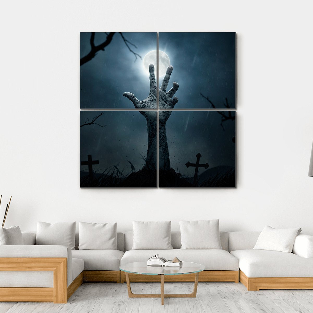 Zombie Hand Rising Canvas Wall Art-4 Square-Gallery Wrap-17" x 17"-Tiaracle