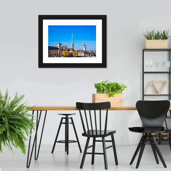 Zurich City Center Canvas Wall Art-3 Horizontal-Gallery Wrap-25" x 16"-Tiaracle