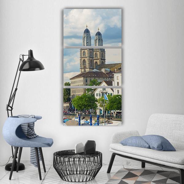 Zurich City Switzerland Vertical Canvas Wall Art-3 Vertical-Gallery Wrap-12" x 25"-Tiaracle