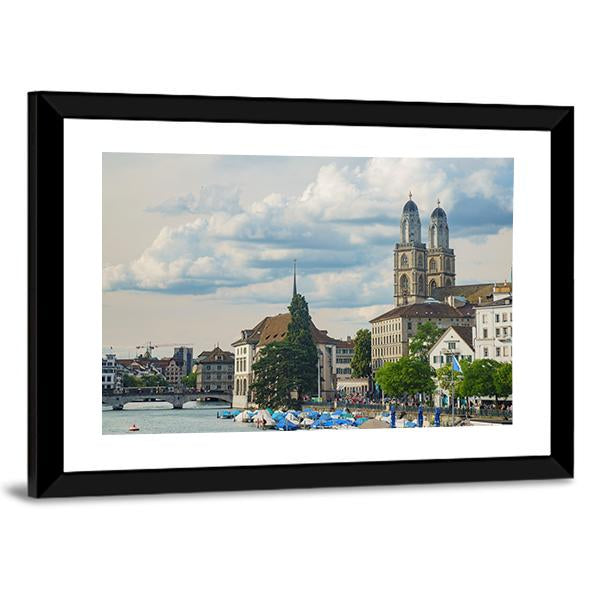 Zurich City Switzerland Vertical Canvas Wall Art-3 Vertical-Gallery Wrap-12" x 25"-Tiaracle