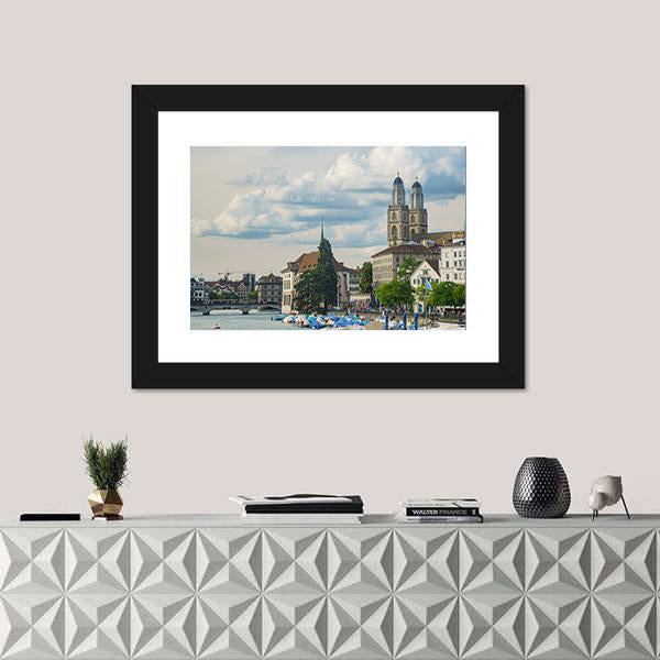 Zurich City Switzerland Vertical Canvas Wall Art-3 Vertical-Gallery Wrap-12" x 25"-Tiaracle