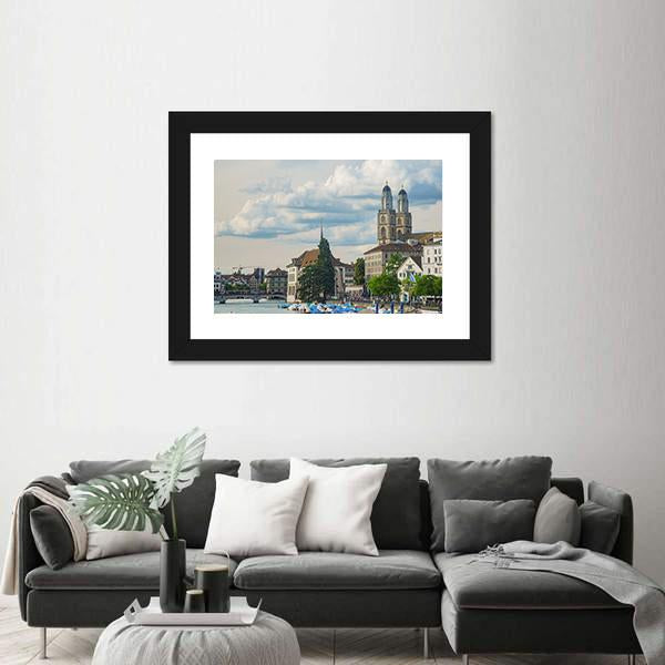 Zurich City Switzerland Vertical Canvas Wall Art-3 Vertical-Gallery Wrap-12" x 25"-Tiaracle