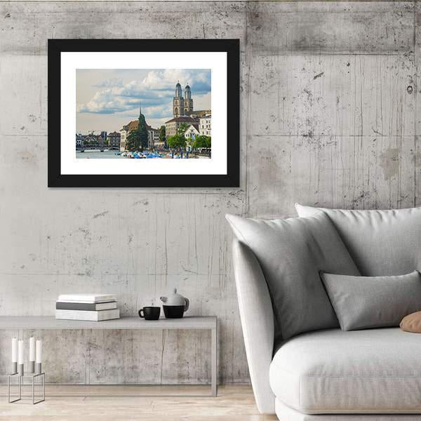 Zurich City Switzerland Vertical Canvas Wall Art-3 Vertical-Gallery Wrap-12" x 25"-Tiaracle