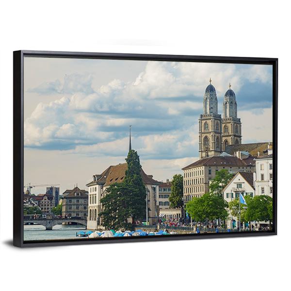 Zurich City Switzerland Vertical Canvas Wall Art-3 Vertical-Gallery Wrap-12" x 25"-Tiaracle