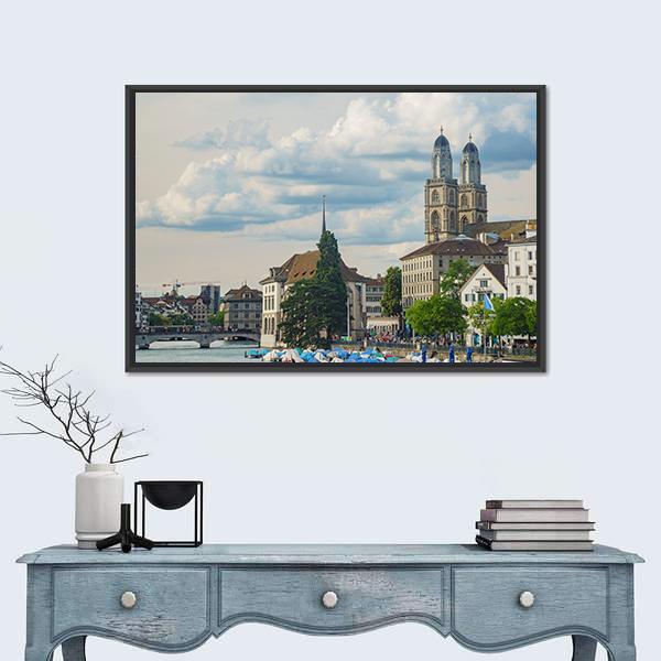 Zurich City Switzerland Vertical Canvas Wall Art-3 Vertical-Gallery Wrap-12" x 25"-Tiaracle