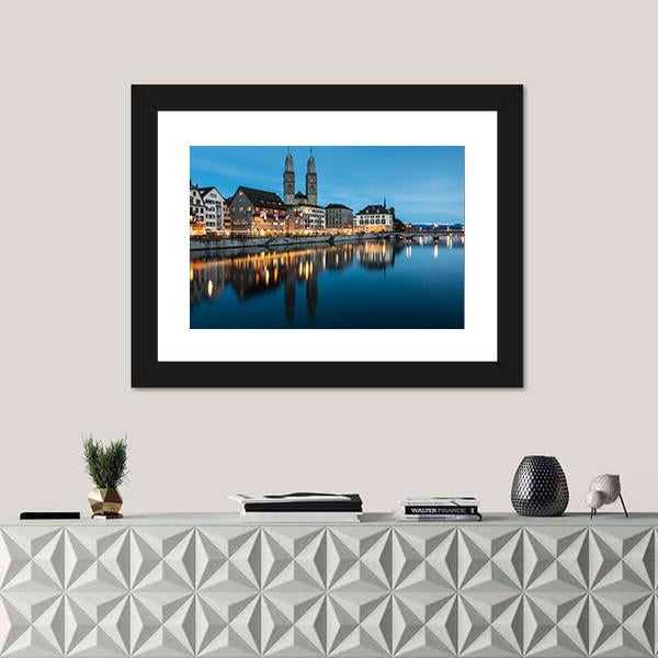 Zurich Cityscape Canvas Wall Art-1 Piece-Framed Print-20" x 16"-Tiaracle