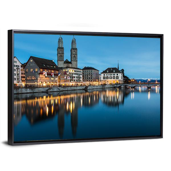 Zurich Cityscape Canvas Wall Art-3 Horizontal-Gallery Wrap-25" x 16"-Tiaracle