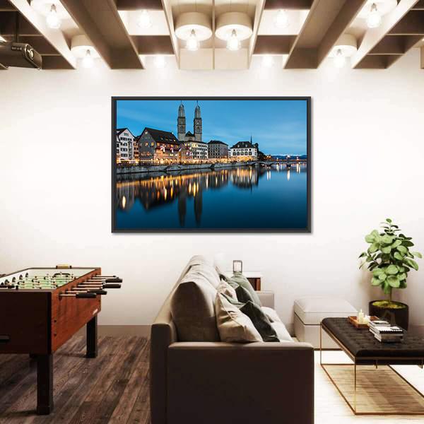 Zurich Cityscape Canvas Wall Art-3 Horizontal-Gallery Wrap-25" x 16"-Tiaracle