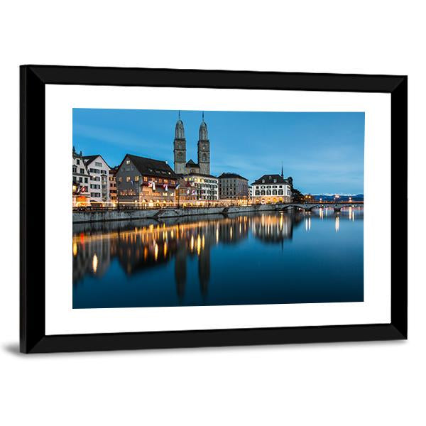 Zurich Cityscape Canvas Wall Art-3 Horizontal-Gallery Wrap-25" x 16"-Tiaracle