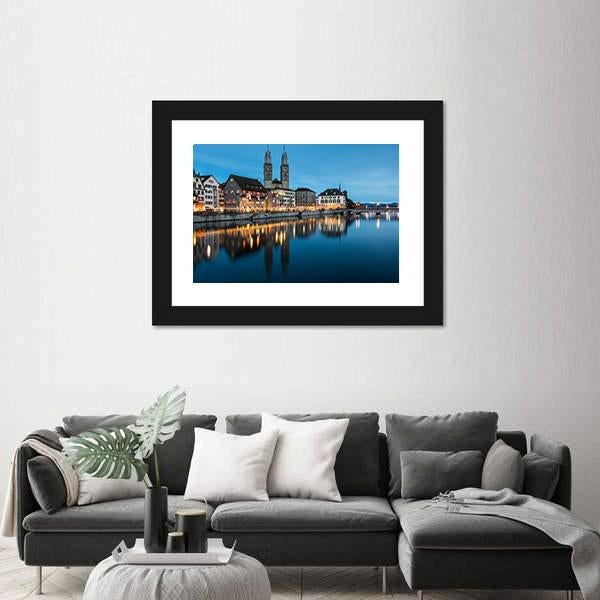 Zurich Cityscape Canvas Wall Art-3 Horizontal-Gallery Wrap-25" x 16"-Tiaracle