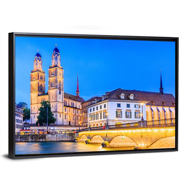 Zurich View In Switzerland Canvas Wall Art-3 Horizontal-Gallery Wrap-25" x 16"-Tiaracle