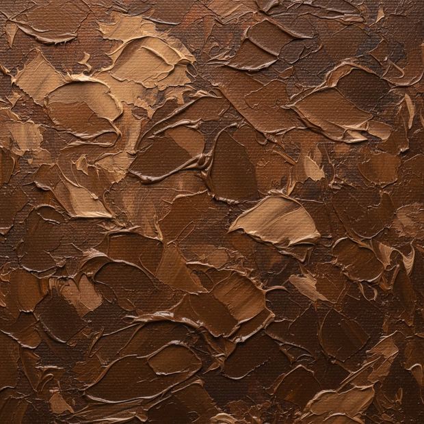 Brown canvas wall art, close up of the painted surface