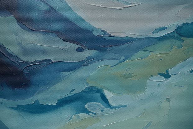 Abstract cool canvas artwork in close up