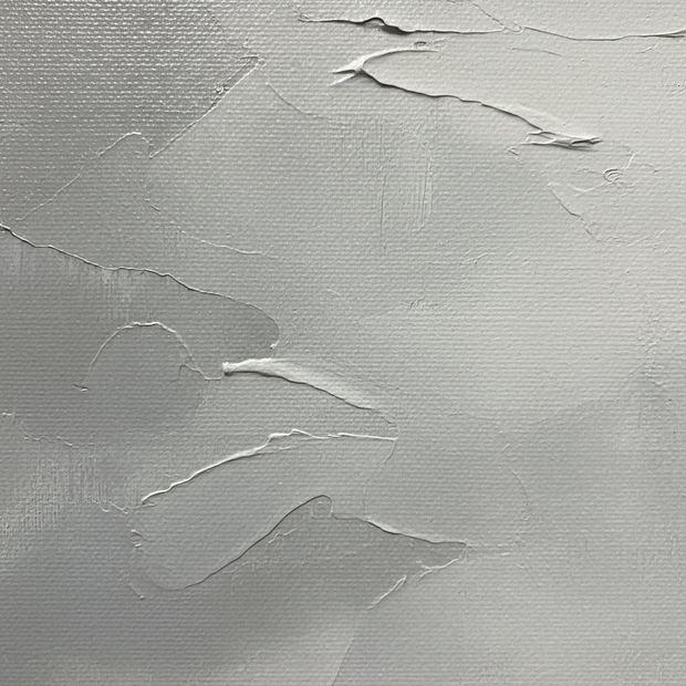 Gray and White canvas artwork, two colors meeting on the painted surface