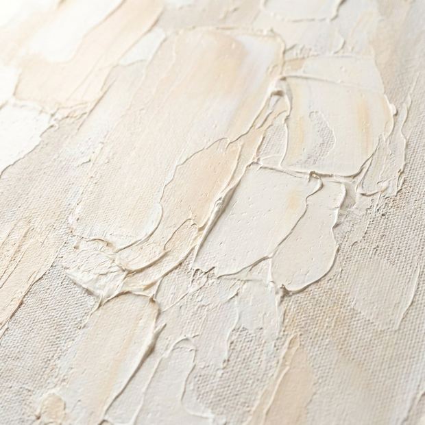 White canvas wall art, close up of the painted surface