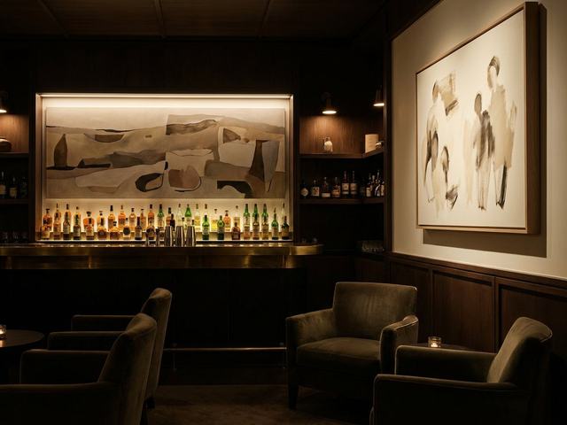 Bar with wall art above the furniture