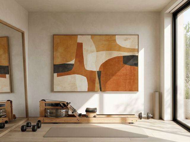Gym and Sport Room with wall art above the furniture