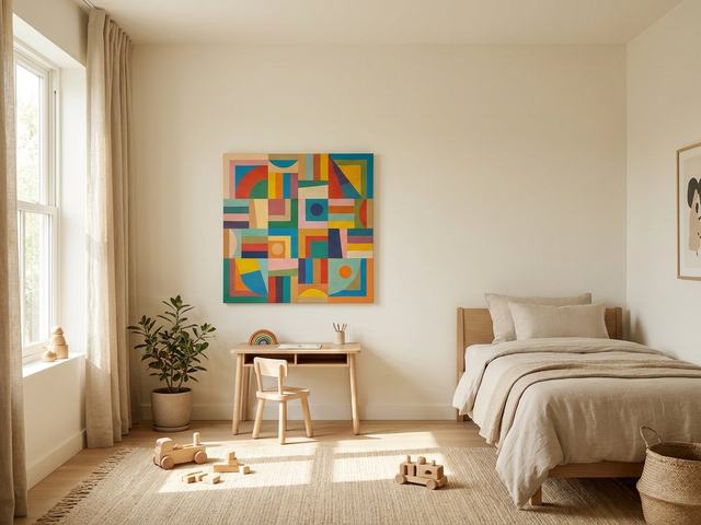 Kids Room with wall art above the furniture